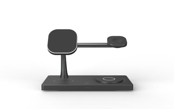 Guter Preis 15W All-in-One-Fast-Wireless-Ladegerät mit Nachtlicht Zinklegierung 271g Schwarz-Weiß Online