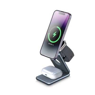 Guter Preis 2024 Klappbare drahtlose Ladestelle aus Aluminiumlegierung für Smartwatches, Ohrhörer und Mobiltelefone Online