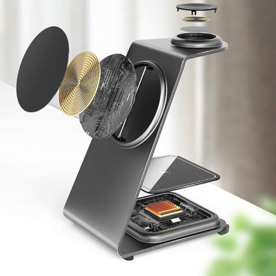 Guter Preis Aluminiumlegierung Magnetisches drahtloses Ladegerät für iPhone Samsung Qi Phones Ohrhörer und iWatch Online