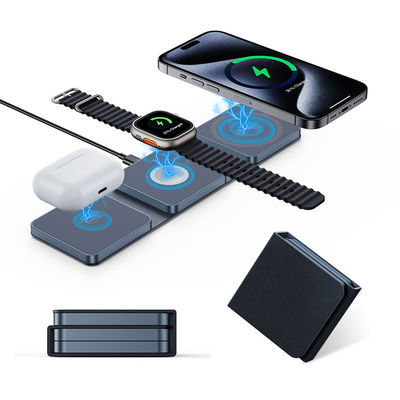 Guter Preis Blue Compact Klappbare 3 in 1 drahtlose Reiseladegerät 15W für iPhone Airpods iWatch Online