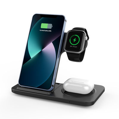 Klappbares 15W-Fast-All-In-One-Wireless-Ladegerät Schwarz-Weiß Ladeeffizienz größer als 75%