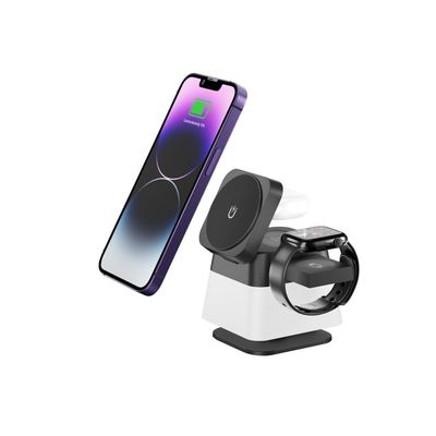 4-in-1- rotierbares faltbares drahtloses Ladegerät mit RGB-Licht