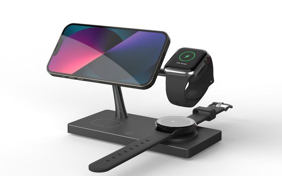 Guter Preis T218 Muilt-Funktional Wireless Fast Charger Dual 15W Unterstützung von Apple und Samsung Uhren mit Nachtlicht Online