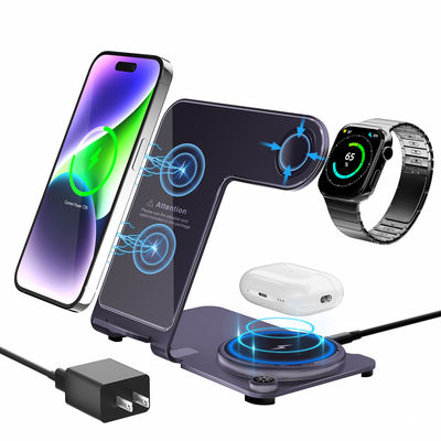 Y91 Stand-Typ drahtloses Ladegerät 15W 3 In 1 Schnellladegerät Unterstützung Iwatch Aluminiumlegierung Schnellladegerät