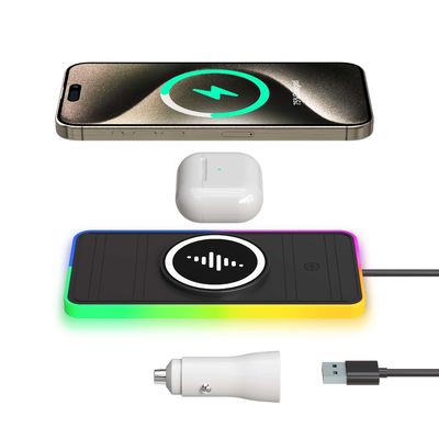 2025 A8X Magnet-Saug 15W/10W Autolader mit Umgebungslicht zum Aufladen von Apple- und Samsung-Telefonen