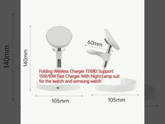 Klappbares drahtloses Ladegerät T269D Unterstützung 15W/10W Schnellladegerät mit Nachtlampenanzug für die iwatch und samsung Uhr