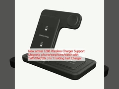 Neue Ankunft T288 Wireless Charger Unterstützung Magnettelefon/Kopfhörer/Uhr mit 15W/10W/5W 3 In 1 Klappschnellladegerät